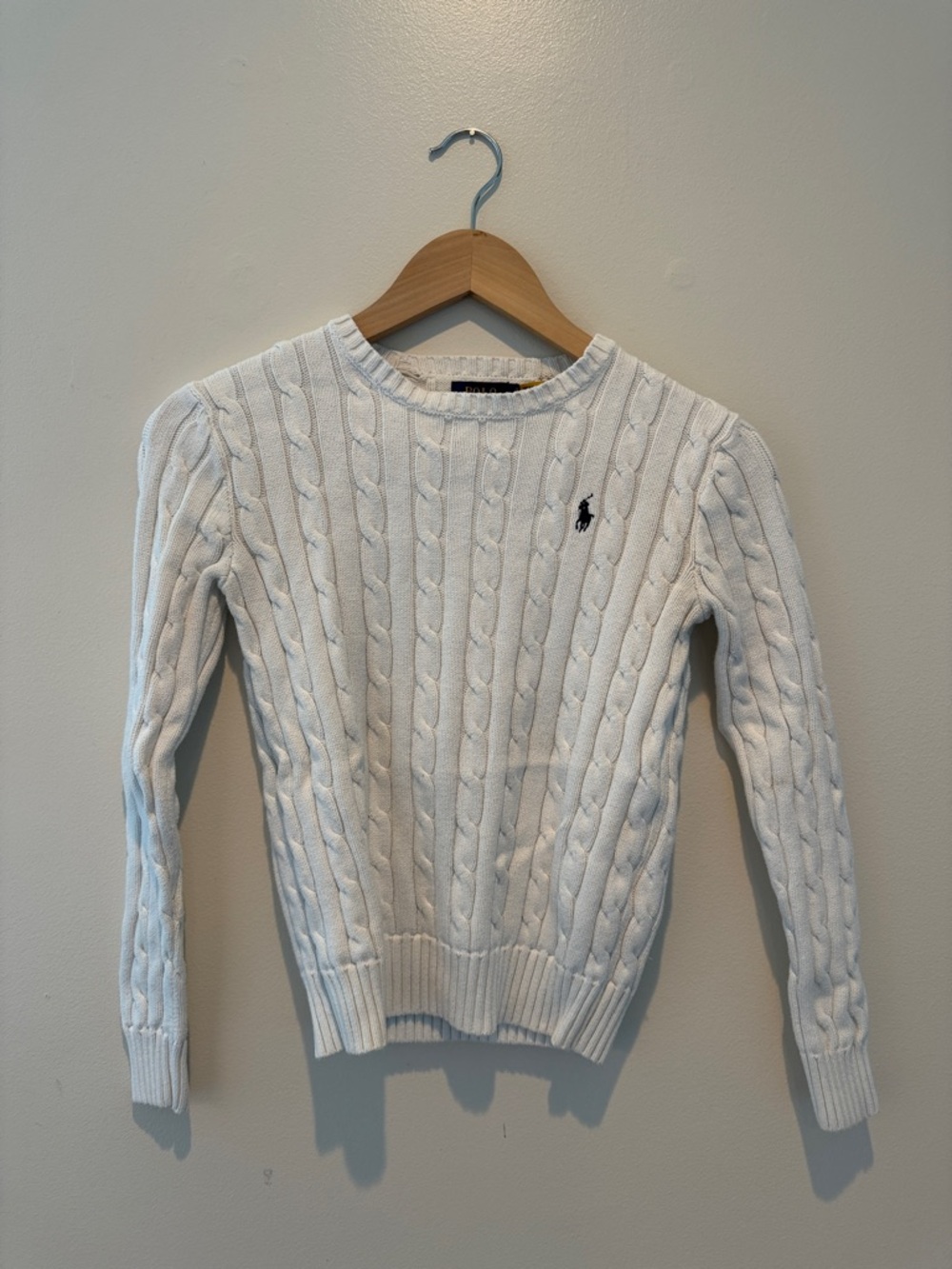 Ralph Lauren Cream Cable-Knit Crewneck Sweater